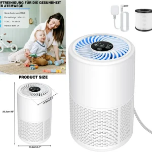 Air Purifier for Home with H13 True HEPA Air Cleaner Air Purifier Smoke Odor For Pet Home Removes 99.97% of Pollutants Low Noise
