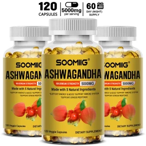 Organic Ashwagandha Capsules – Stress Relief, Immune & Energy Support, Non-GMO, Vegan