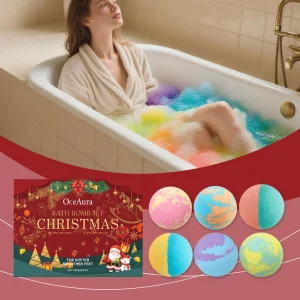 “Organic Christmas Bath Bomb Gift Set – Relaxing, Exfoliating, Aromatherapy Bath for Smooth Skin