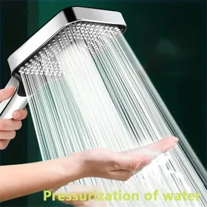 “Adjustable 3-Mode Rainfall Shower Head – High Pressure, Water-Saving, Large Flow”
