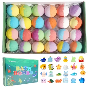 “24-Pack Kids Bath Bombs with Surprise | Natural Organic Fizzy Gift Set for Girls & Boys