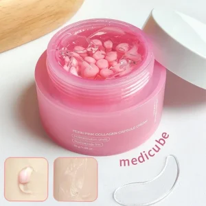 Korean PDRN Pink Collagen Capsule Cream with Niacinamide – Lightweight, Non-Greasy Face Moisturizer for Uneven Skin Tone